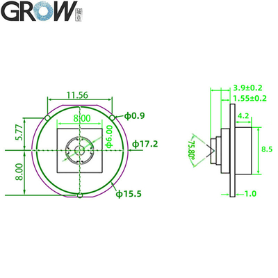 GROW GM861XS Small 1D/2D Bar Code QR Code Barcode Reader Module UART/USB Interface White Green LED