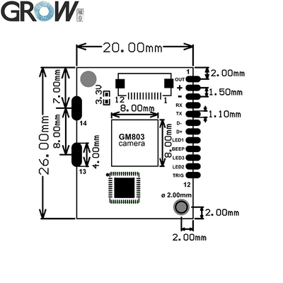 GROW GM803 Series Small Cheap DC3.3V USB/TTL232 Interface Barcode Scanner Module 1D/2D QR Bar Code Reader PDF417 for Arduino
